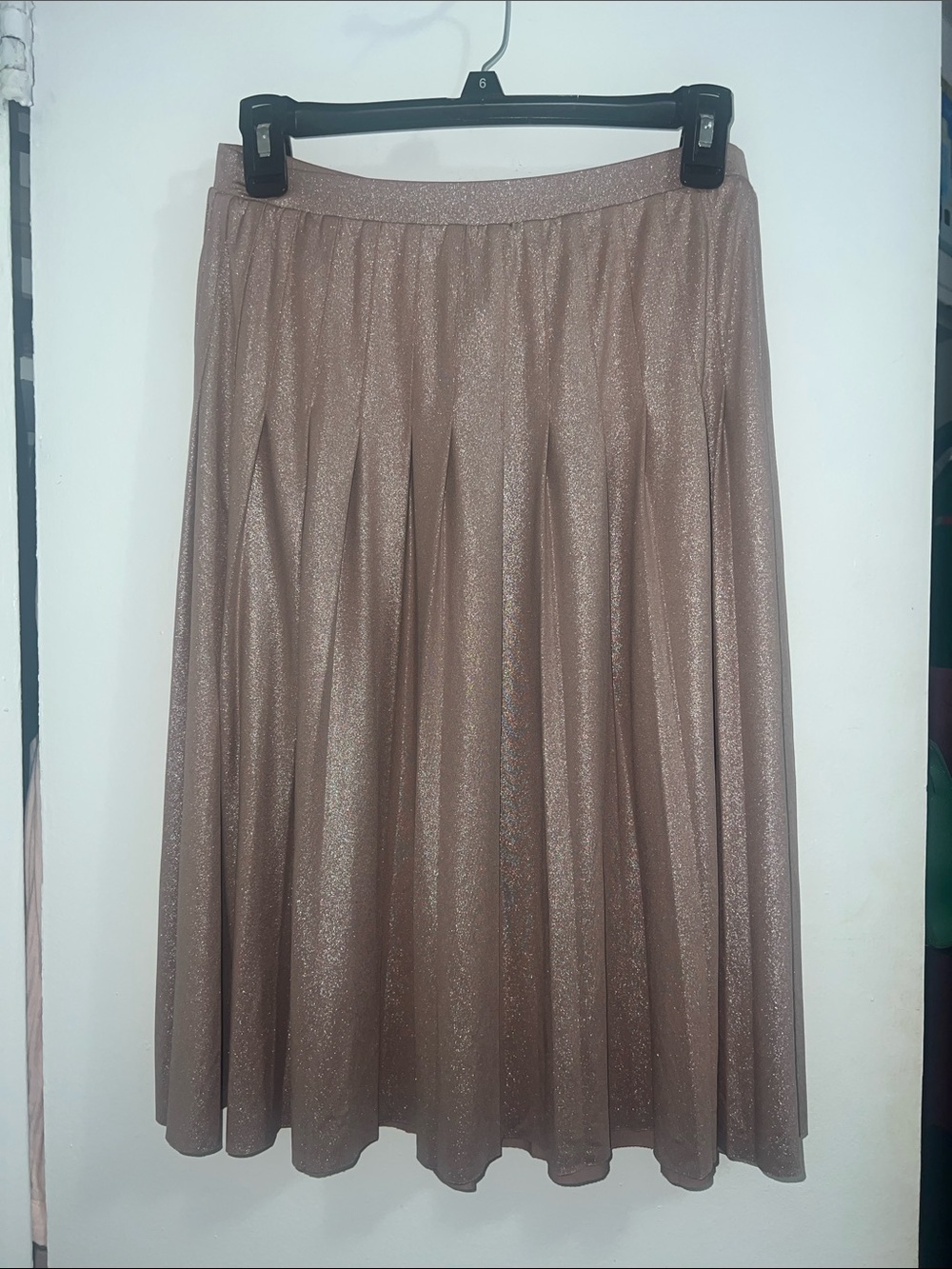 INC International Concepts Shimmery Taupe Pleated Midi Skirt